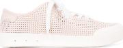 Perforated Decoration Sneakers Women Leatherrubber 10, White