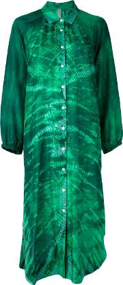 Gradient Shirt Dress Women Silk 0, Green