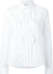 Ruffled Front Shirt Women Cottonpolyamidespandexelastane 44, White