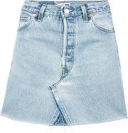 Redone High Waisted Denim Mini Skirt Women Cotton 26, Blue 
