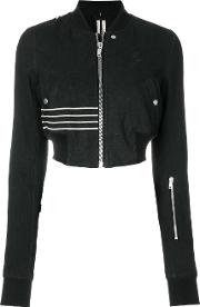 Cropped Bomber Jacket With Stripe Detail 