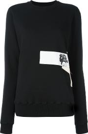 Patch Detail Sweatshirt Women Cotton S, Black