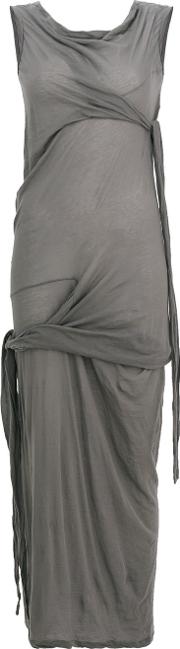 Rick Owens Drkshdw Wrap Detail Shift Dress Women Cotton M, Grey 