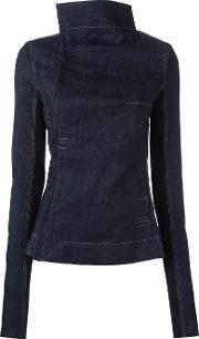 Zipped Denim Jacket Women Cottonpolyamidespandexelastanepolybutylene Terephthalate Pbt M, Blue