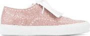 Tolka Glitter Fringed Sneakers Women Leathersequinrubber 35, Pinkpurple