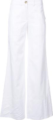 Flared Trousers Women Linenflax 4, White