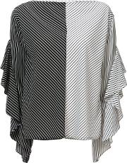 Striped Ruffle Sleeve Blouse 