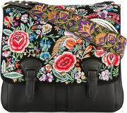 Floral Embroidered Satchel Women Bos Taurusmetal One Size, Black
