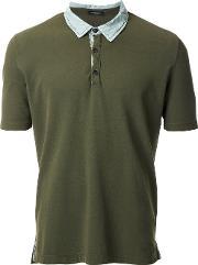'two Tone Military' Polo Shirt Men Cottonnylon 50, Green
