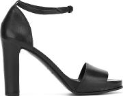 Chunky Heel Sandals Women Calf Leatherleather 37, Black