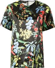 Floral Print T Shirt Women Polyester 40, Black