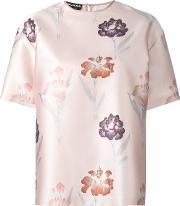 Floral Print T Shirt Women Polyestersilk 44, Pinkpurple