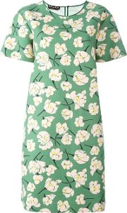 Floral Shirt Dress Women Silkcotton 38, Green