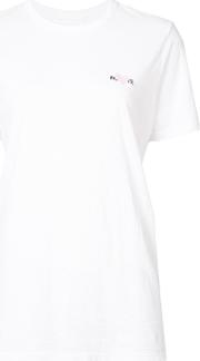 Logo Patch Boyfriend T Shirt Women Polyestercottonrayon L, White