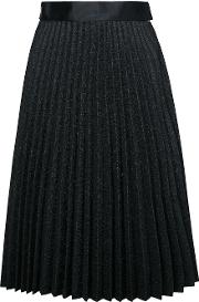 Pleated Glitter Skirt Women Polyester 12, Black
