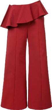 Rosie Assoulin Pleated Trim Palazzo Pants Women Cottonpolyamidespandexelastane 6, Red 