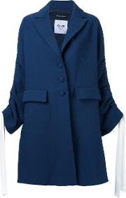 Drawstring Sleeve Coat Women Silkcottonnylonvirgin Wool 42, Blue