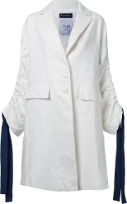 Drawstring Sleeve Coat Women Silkcottonnylonvirgin Wool 42, White