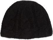 Cable Knit Hat Women Cashmeremohair One Size, Women's, Black