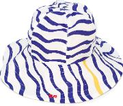 Striped Sun Hat Kids Cotton One Size, Blue