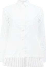 Pleated Button Down Shirt Women Cottonpolyester 3, White