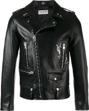 Classic Ysl Motorcycle Jacket Men Cottoncalf Leathercupro 50, Black