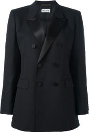 Double Breasted Tuxedo Jacket Women Silkcottonviscosewool 38, Black