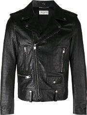 Scale Textured Biker Jacket Men Cottonlamb Skinpolyestercupro 52, Black