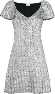 Short Shift Dress Women Polyester M, Grey