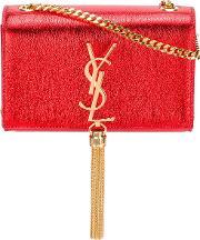 Small Monogram Kate Tassel Satchel Bag Women Leatherbrass One Size, Women's, Red
