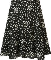 Star Print Lightly Pleated Skirt Women Silkviscose 40, Women's, Black