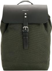 Leather Flap Backpack Unisex Cottonbuffalo Leatherpolyesterviscose One Size Green