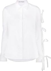 Sandy Liang Noah Long Sleeve Bow Shirt Women Cotton 40, White 