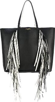 Everyday Fringed Shopper Tote Women Calf Leatherpolyester One Size, Black