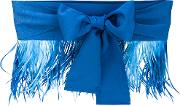 Feather Trim Bow Belt Women Cottonviscosefeather M, Blue