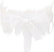 Fur Trim Bow Belt Women Cottonviscose M, White
