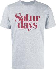 'saturdays' Print T Shirt Men Cotton S, Grey