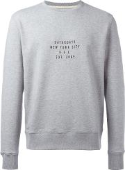 Slogan Print Sweatshirt Men Cotton M, Grey
