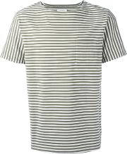 Striped T Shirt Men Cotton L, Green