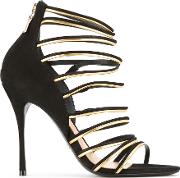 Suede Strappy Sandals Women Leather 36, Black