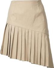 Pleated Mini Skirt Women Cottonlinenflaxspandexelastaneviscose 8, Nudeneutrals