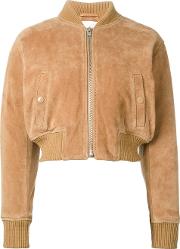 Cropped Bomber Jacket Women Leatherpolyesterviscose 40, Nudeneutrals
