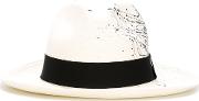 Splatter Print Panama Hat Women Straw M, White