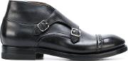 Silvano Sassetti Mid High Monk Shoes Men Calf Leatherleatherrubber 8.5, Black 