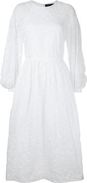Embroidered Dress Women Cottonnylonpolyester 10, Women's, White