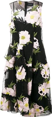 Floral Embroidered Dress Women Cottonnylonpolyesterviscose 10, Black