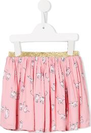 Cat Print Pleated Skirt Kids Cottonviscose 3 Yrs, Pinkpurple