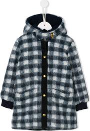 Checked Hooded Coat Kids Cottonpolyesterspandexelastane 3 Yrs, Blue