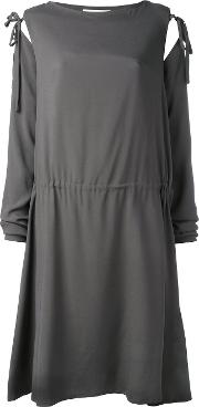 Tied Sleeve Dress Women Silk 1, Grey