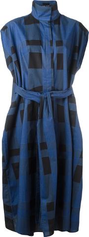Sofie D'hoore Belted Gingham Short Sleeve Shirt Dress Women Cotton 36, Blue 